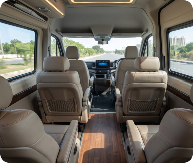 Interior seating of luxury Force Urbania traveller in Delhi